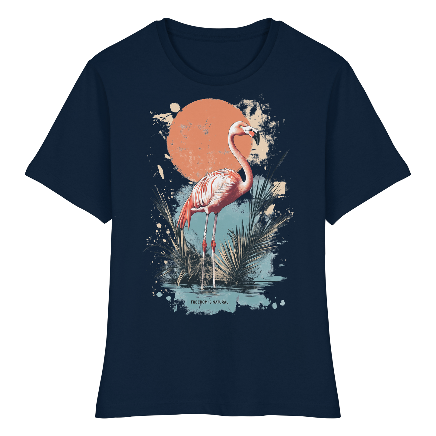 Flamingo Watercolor Style - Fitted Ladies Organic Shirt