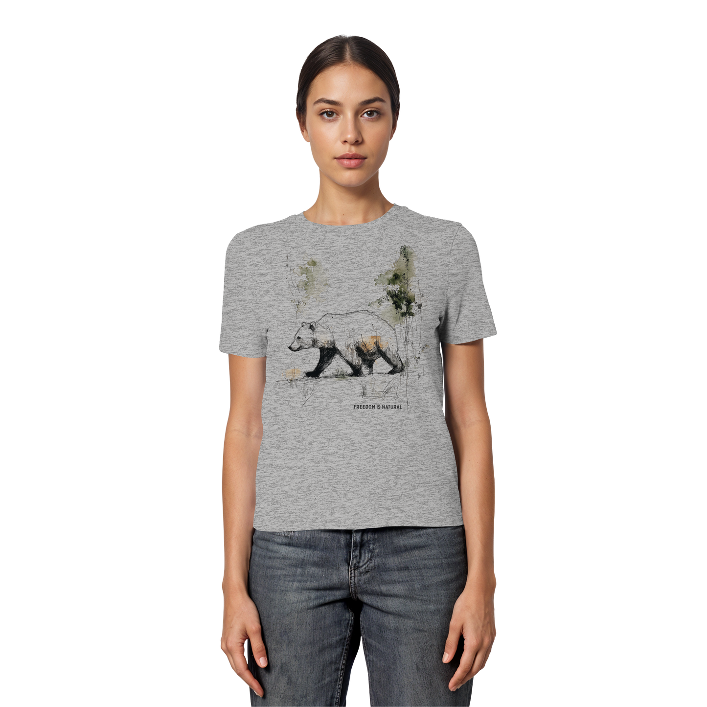 Bär Sketch Art Style - Fitted Ladies Organic Shirt