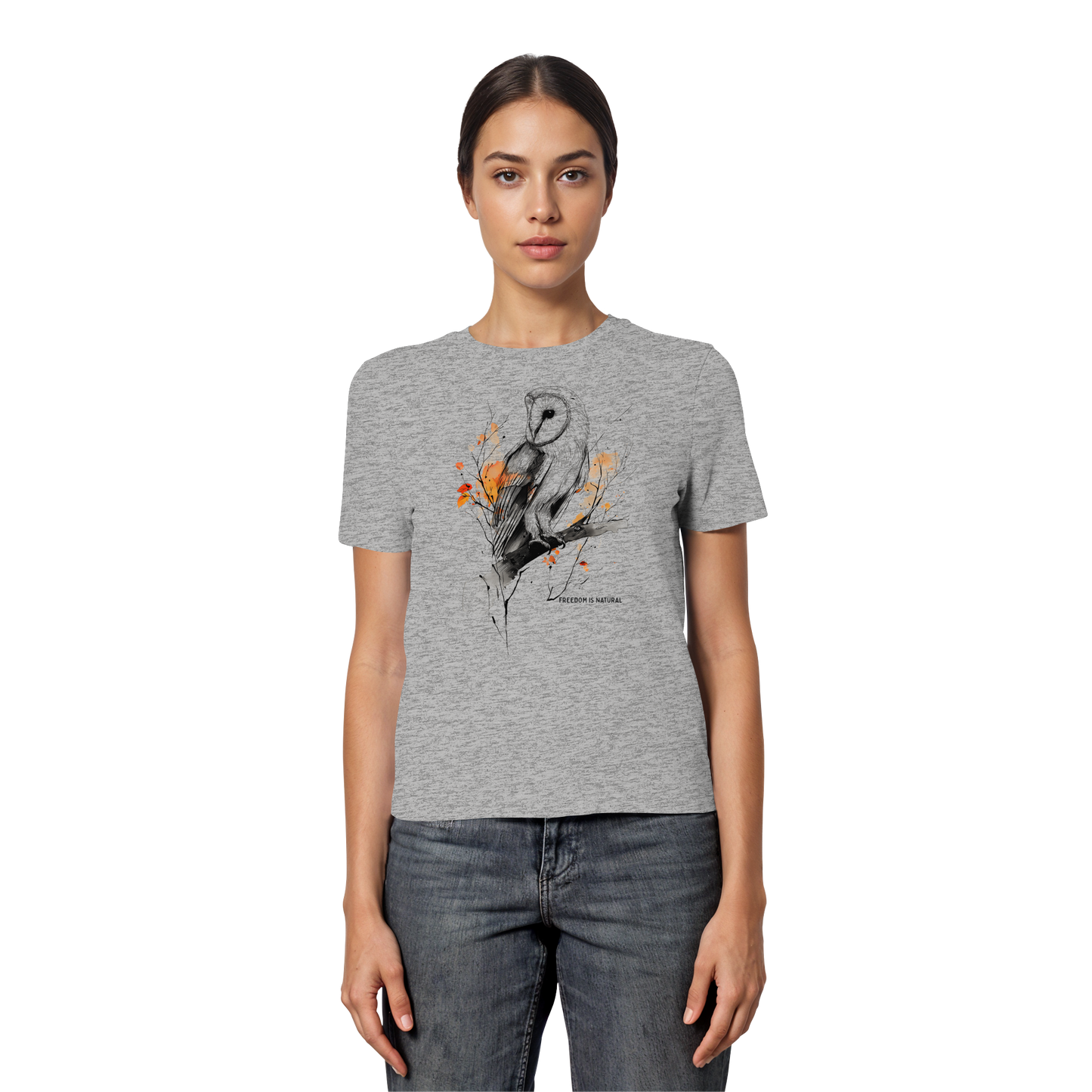 Eule Sketch Art Style - Fitted Ladies Organic Shirt