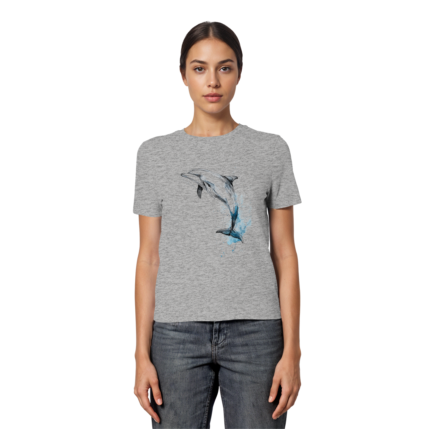 Delphin Watercolor Style - Fitted Ladies Organic Shirt