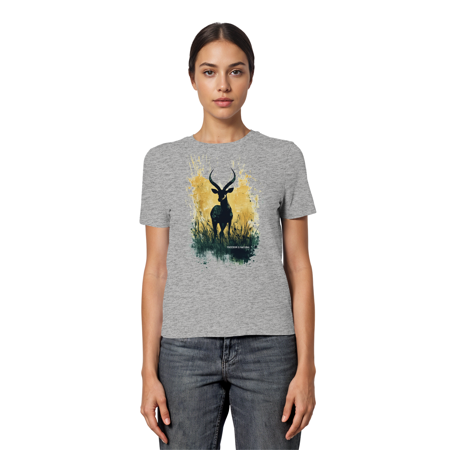 Antilope Watercolor Style - Fitted Ladies Organic Shirt