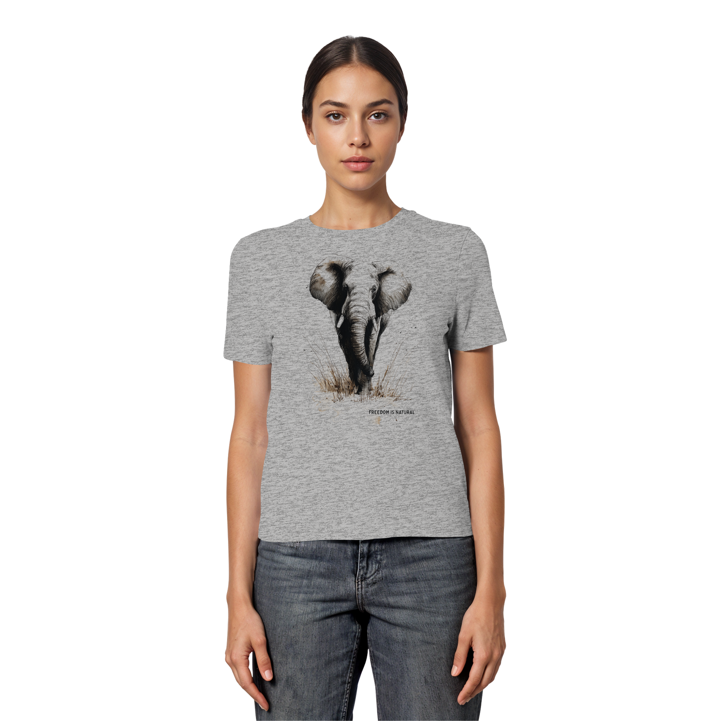 Elefant Sketch Art Style - Fitted Ladies Organic Shirt
