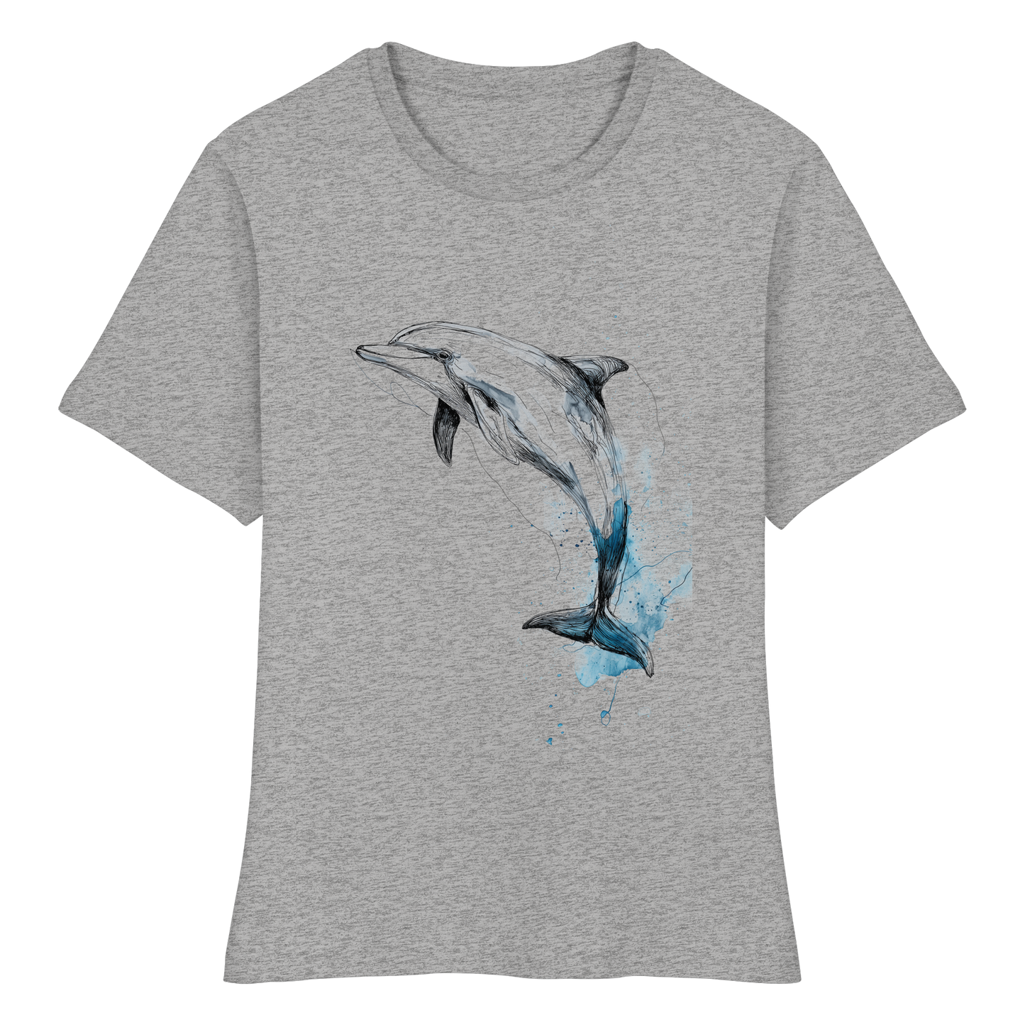 Delphin Watercolor Style - Fitted Ladies Organic Shirt