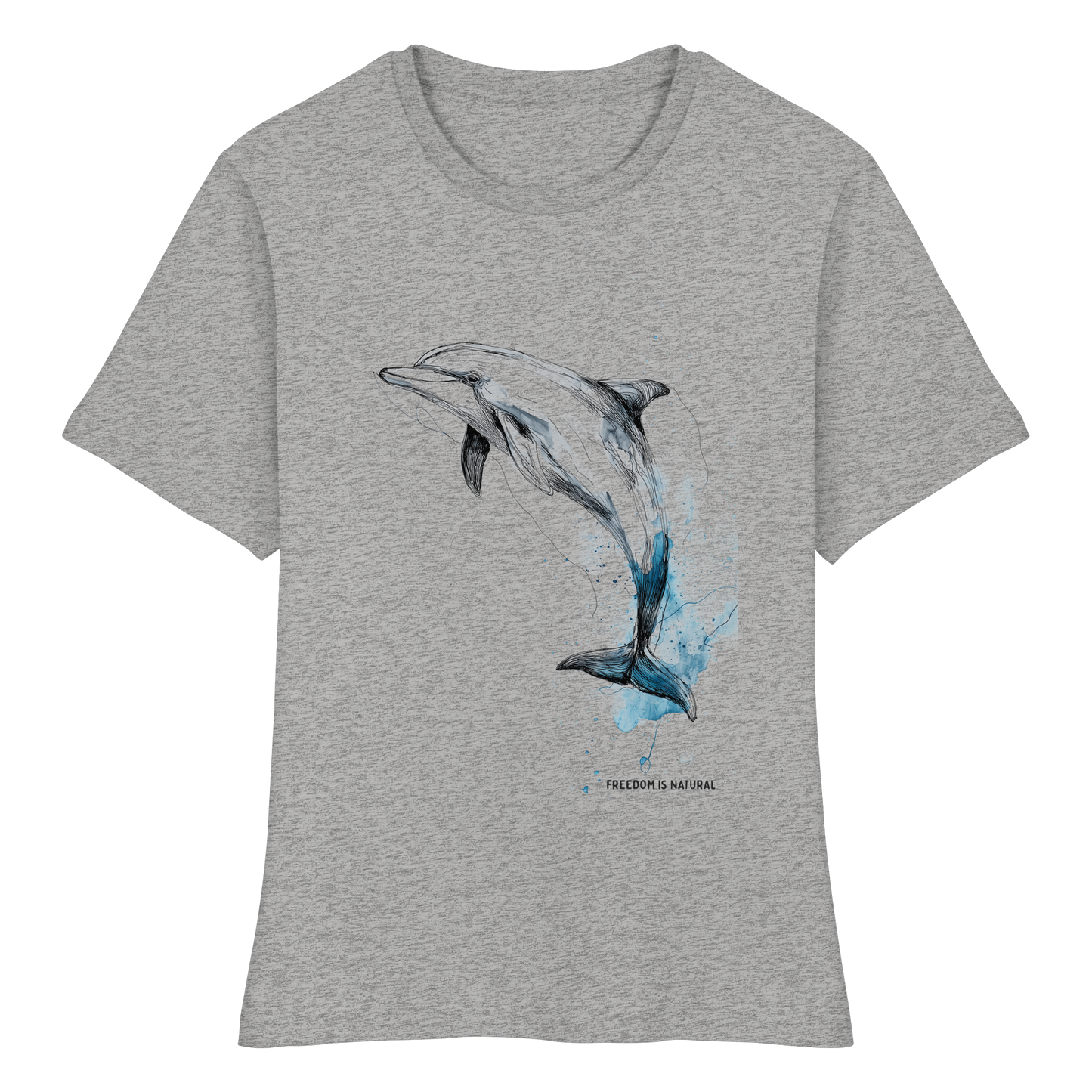 Delphin Watercolor Style - Fitted Ladies Organic Shirt