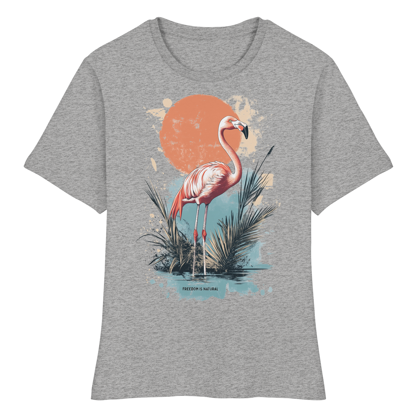 Flamingo Watercolor Style - Fitted Ladies Organic Shirt