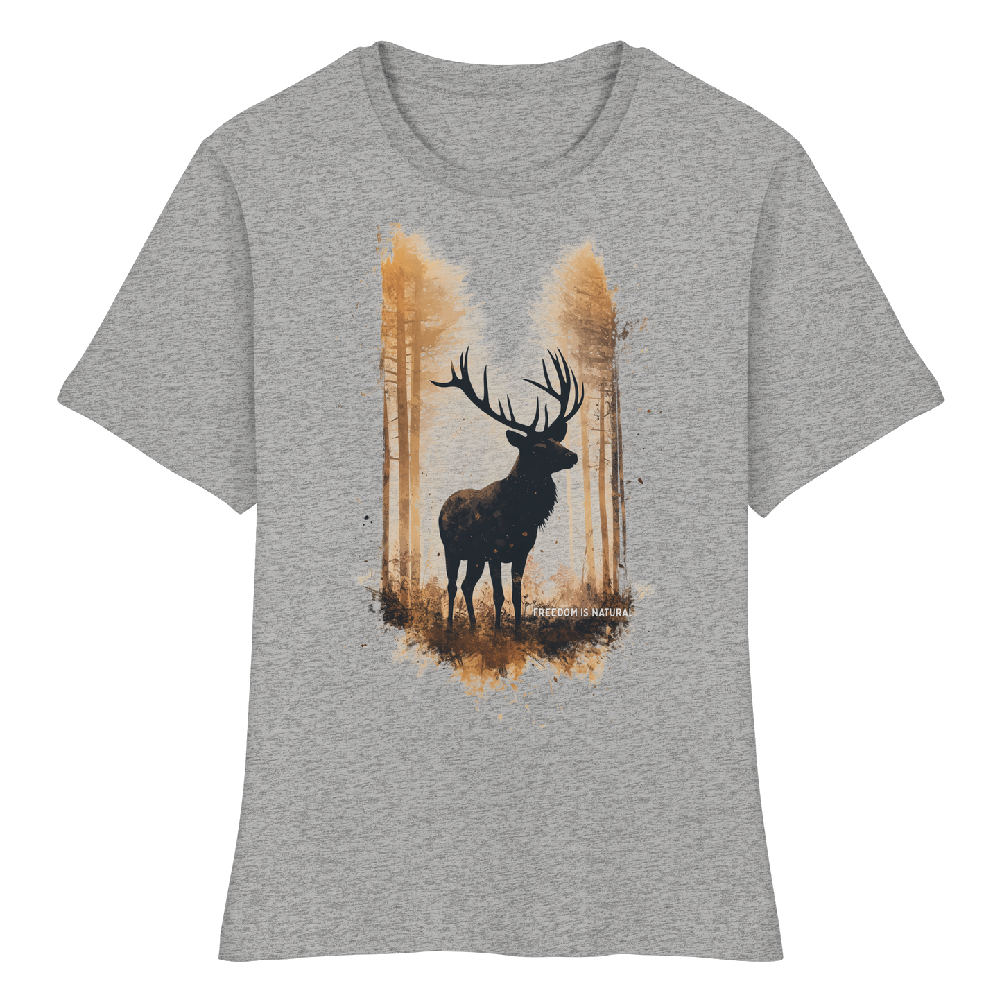 Hirsch Watercolor Style - Fitted Ladies Organic Shirt