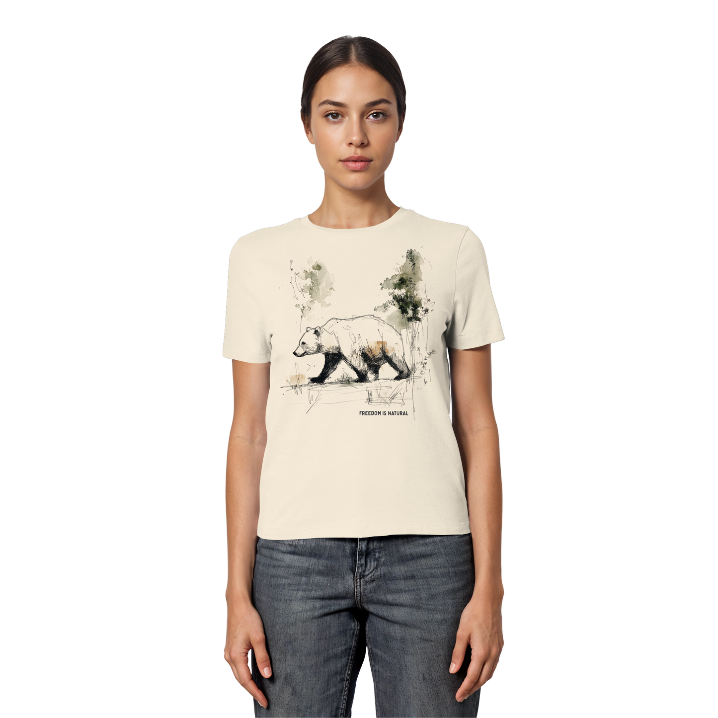 Bär Sketch Art Style - Fitted Ladies Organic Shirt