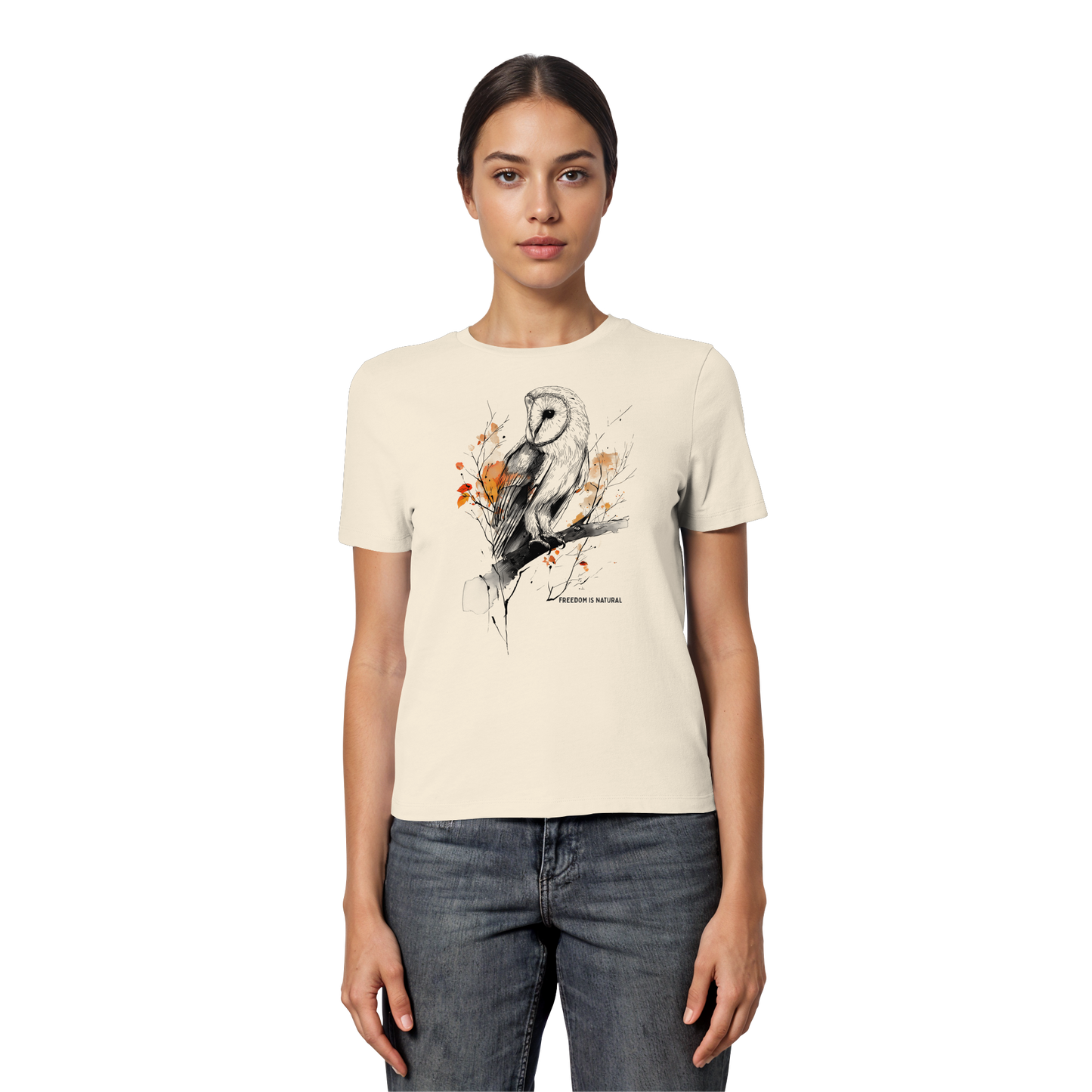 Eule Sketch Art Style - Fitted Ladies Organic Shirt