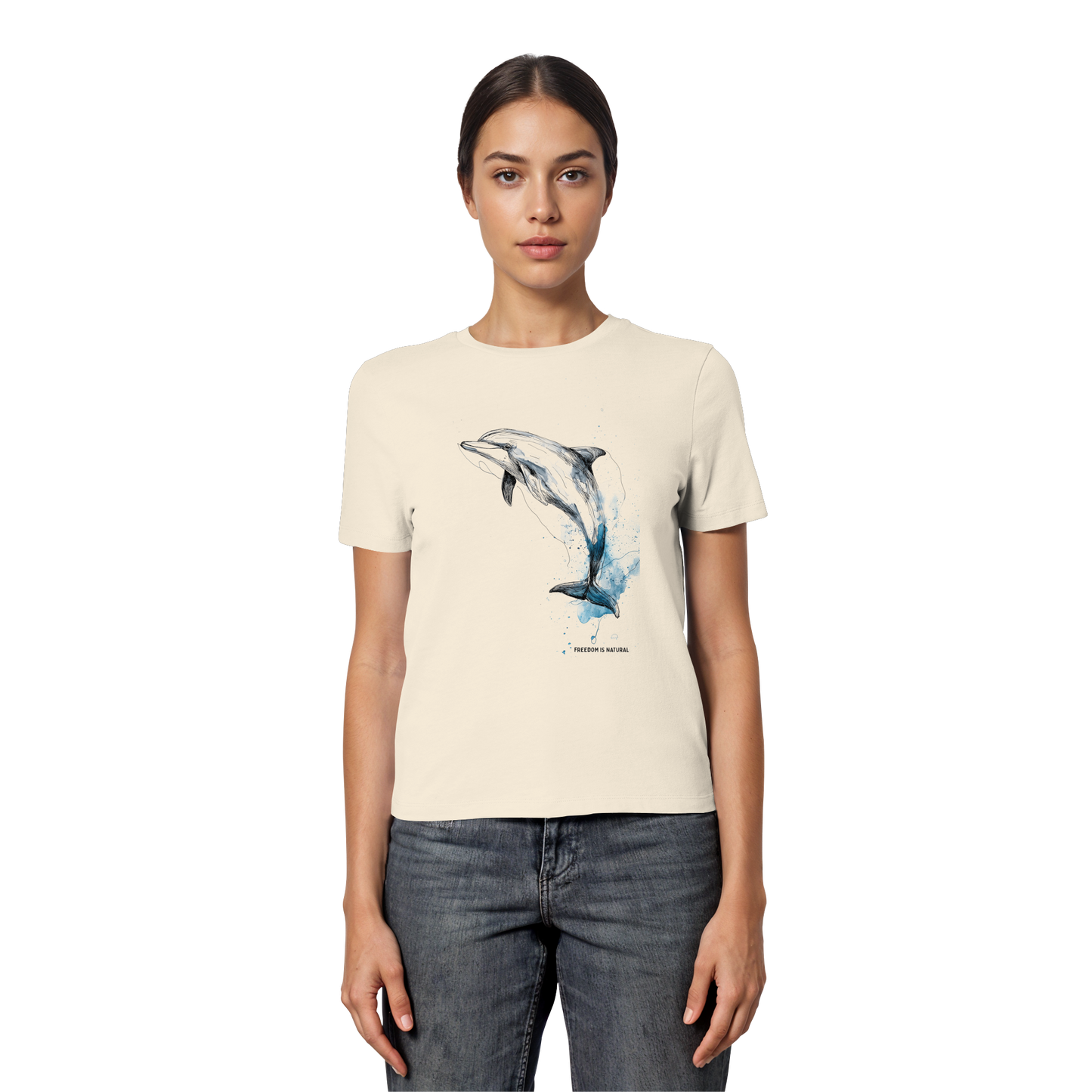 Delphin Watercolor Style - Fitted Ladies Organic Shirt