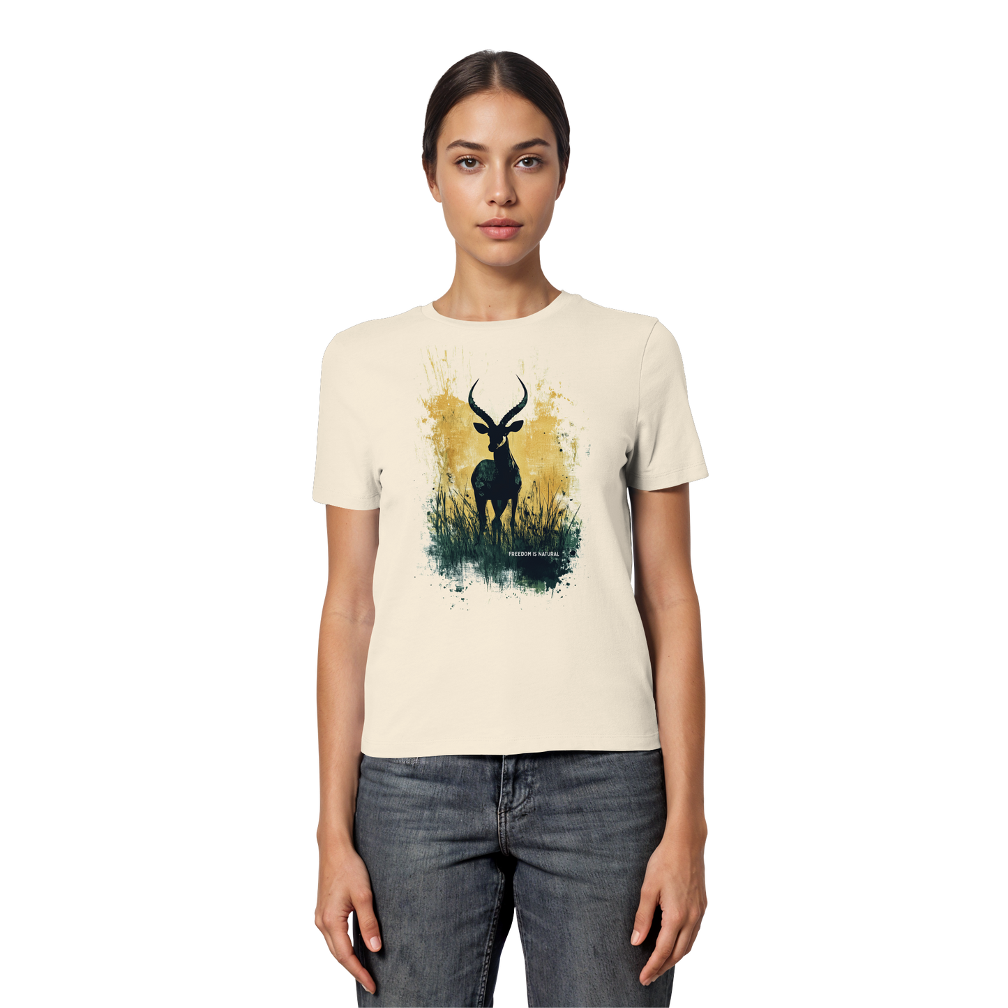 Antilope Watercolor Style - Fitted Ladies Organic Shirt