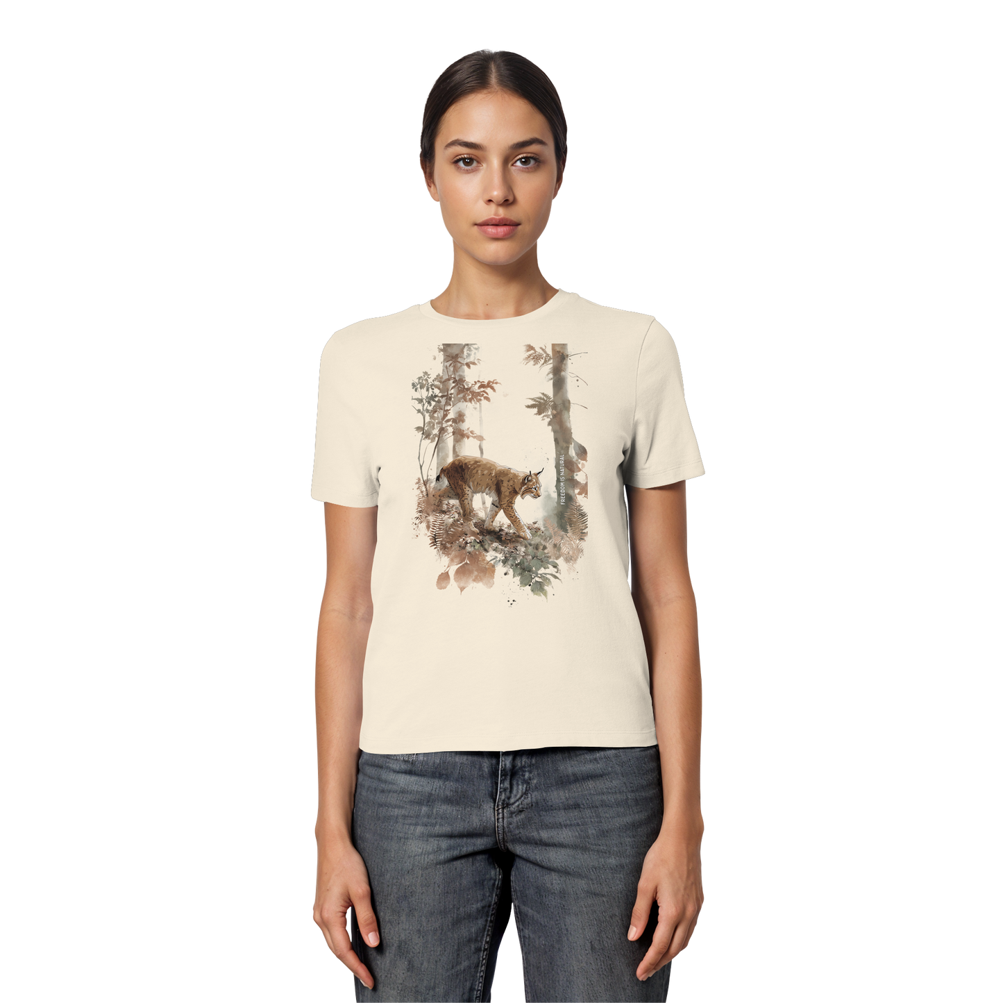 Luchs Watercolor Style - Fitted Ladies Organic Shirt