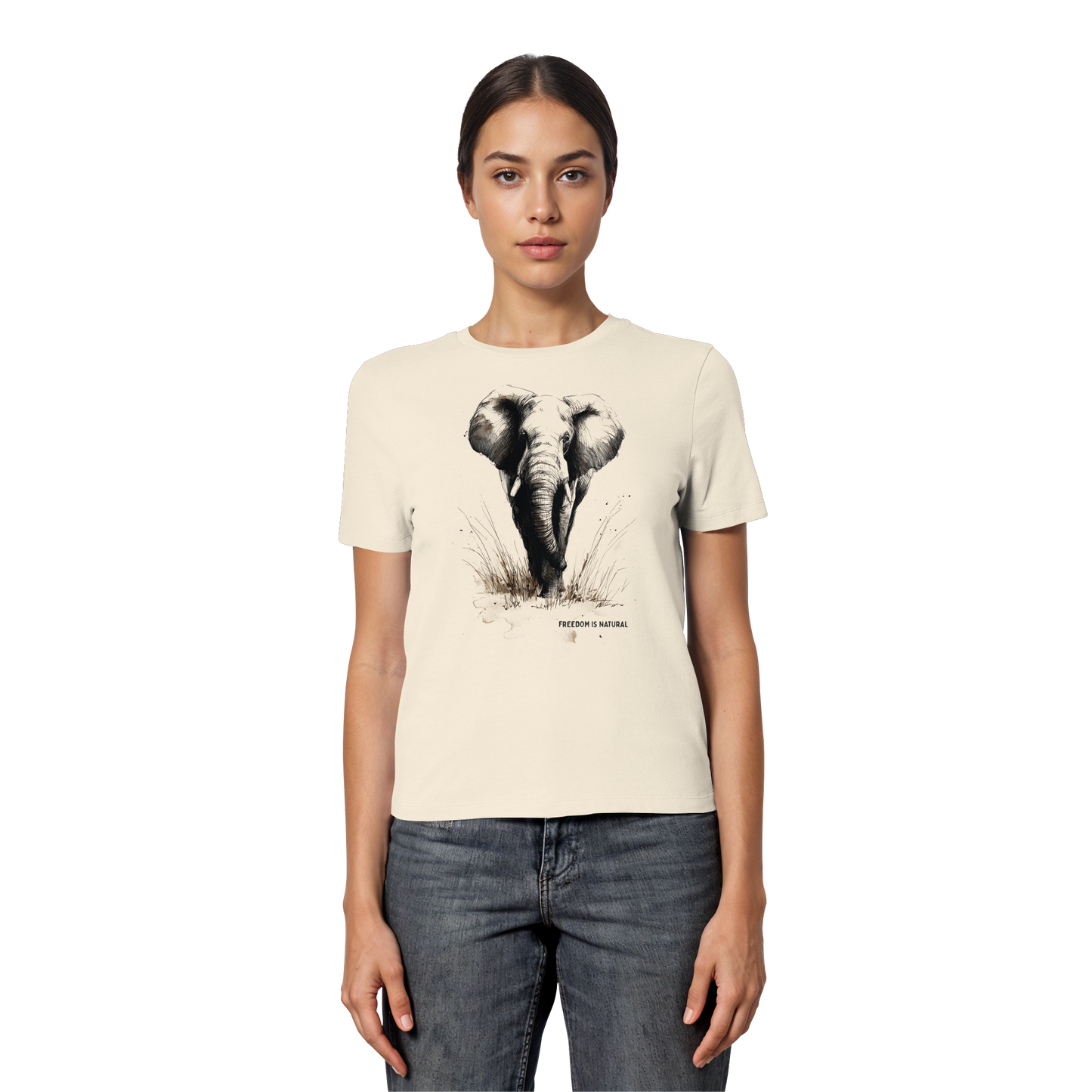 Elefant Sketch Art Style - Fitted Ladies Organic Shirt
