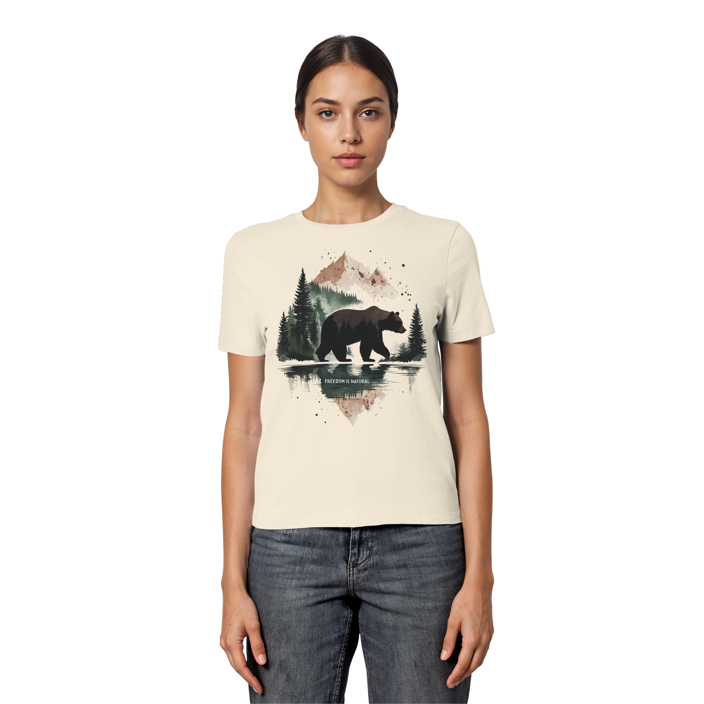 Bär Watercolor Style - Fitted Ladies Organic Shirt