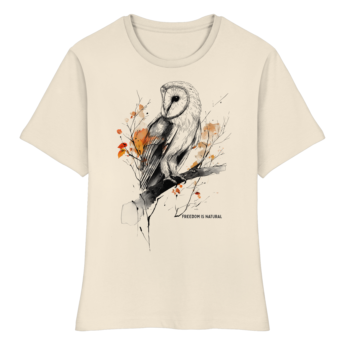 Eule Sketch Art Style - Fitted Ladies Organic Shirt