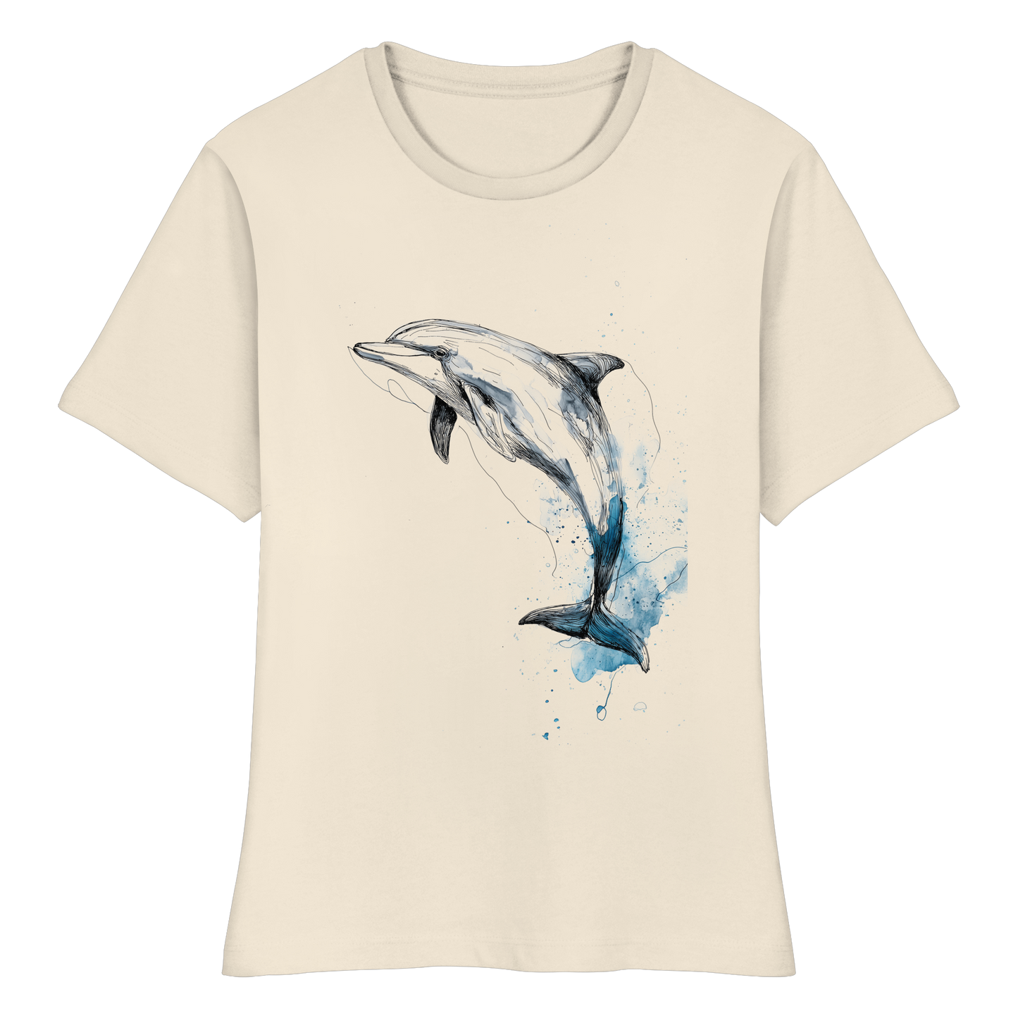 Delphin Watercolor Style - Fitted Ladies Organic Shirt