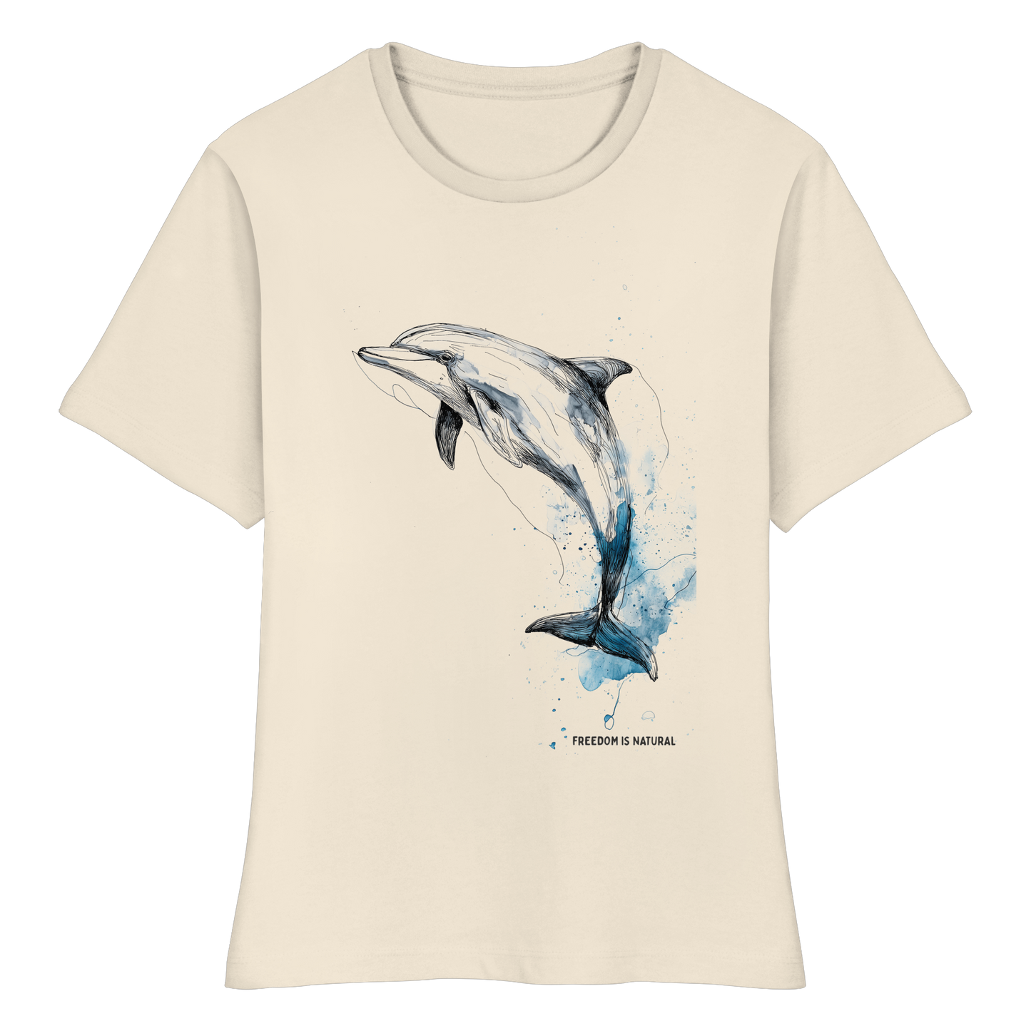 Delphin Watercolor Style - Fitted Ladies Organic Shirt