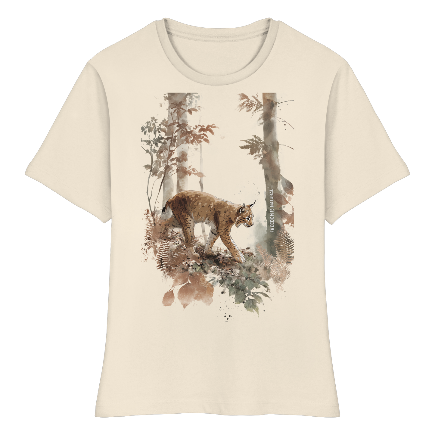 Luchs Watercolor Style - Fitted Ladies Organic Shirt