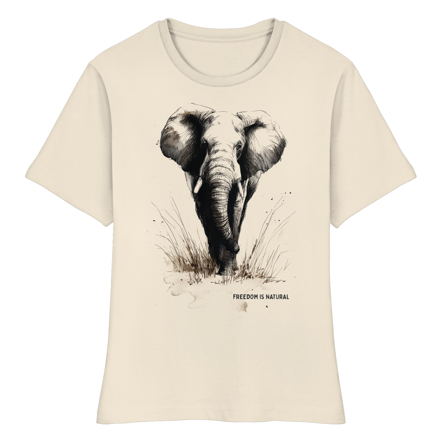 Elefant Sketch Art Style - Fitted Ladies Organic Shirt