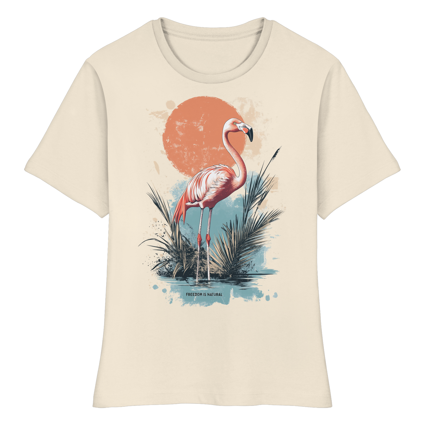 Flamingo Watercolor Style - Fitted Ladies Organic Shirt