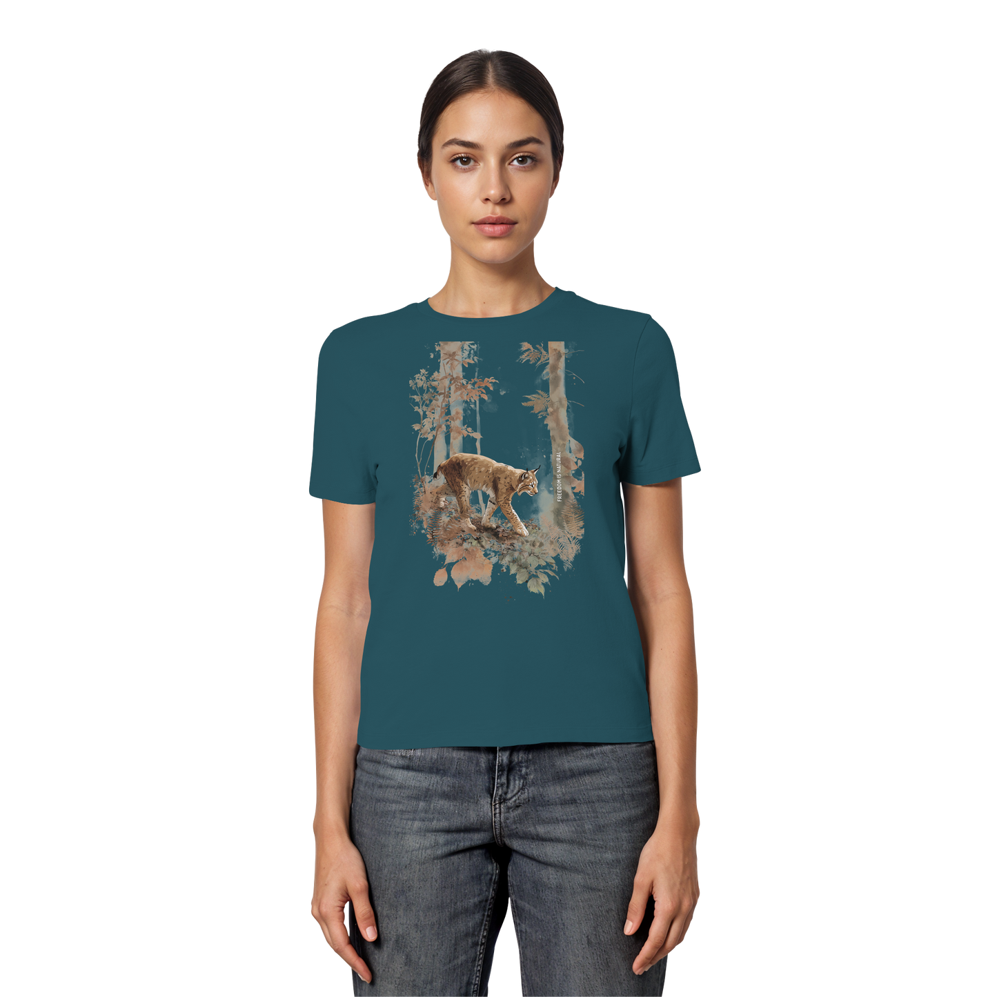 Luchs Watercolor Style - Fitted Ladies Organic Shirt