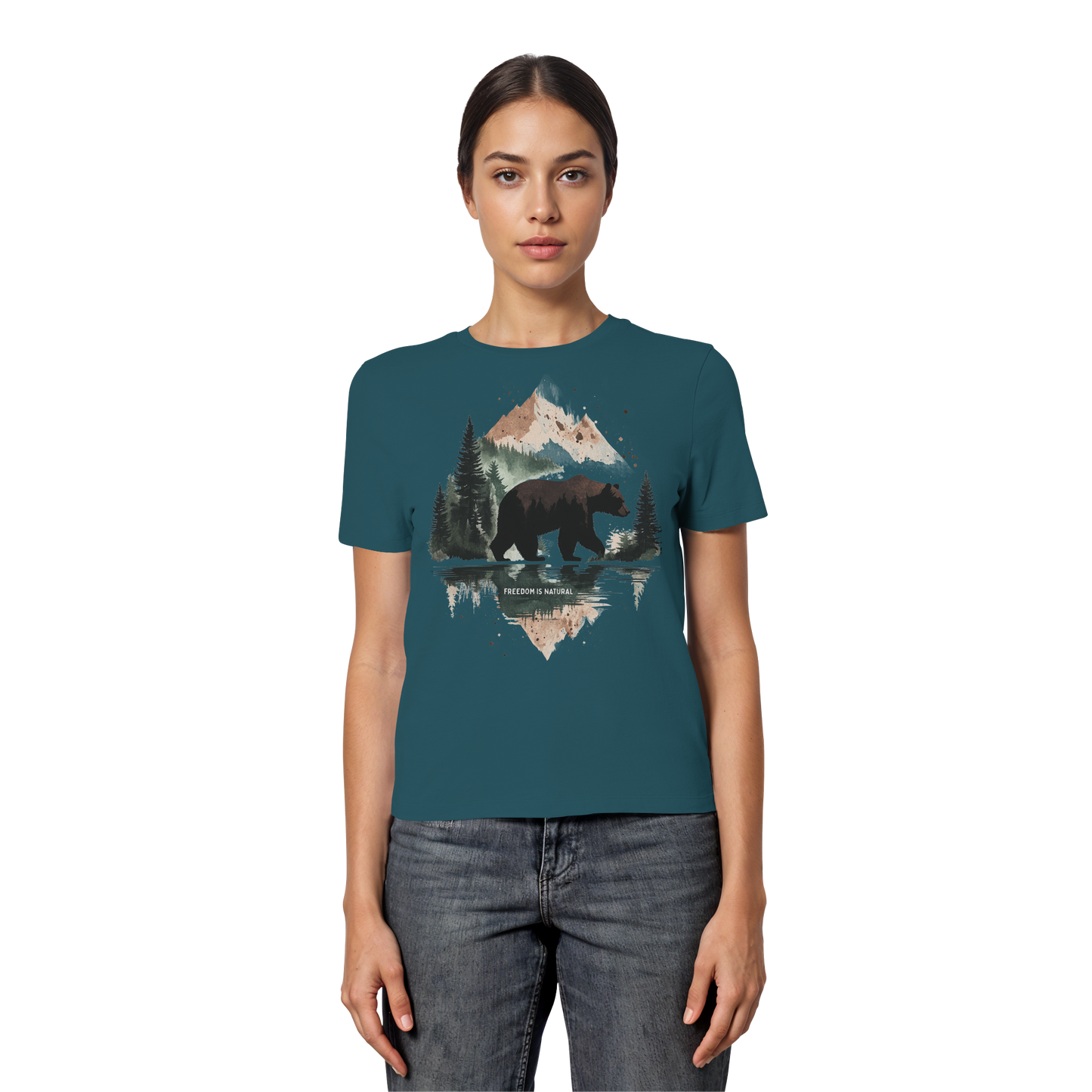 Bär Watercolor Style - Fitted Ladies Organic Shirt