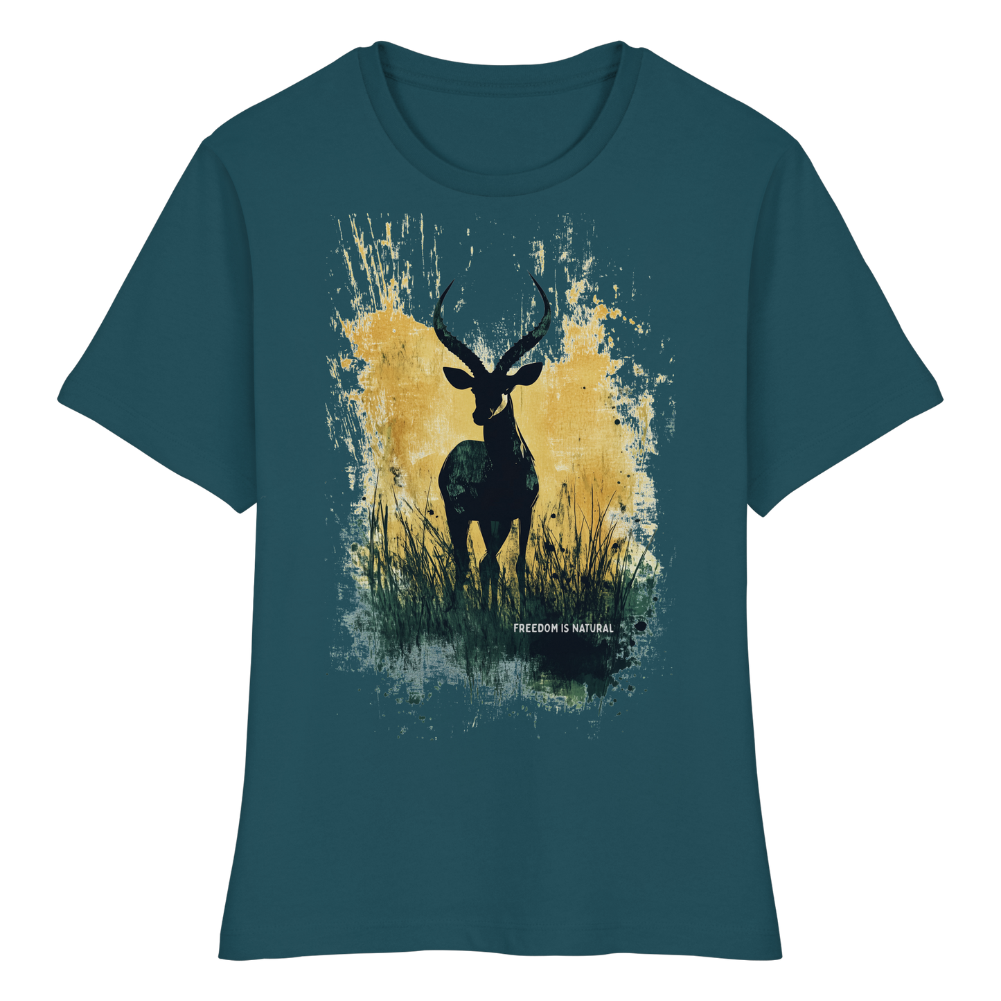 Antilope Watercolor Style - Fitted Ladies Organic Shirt