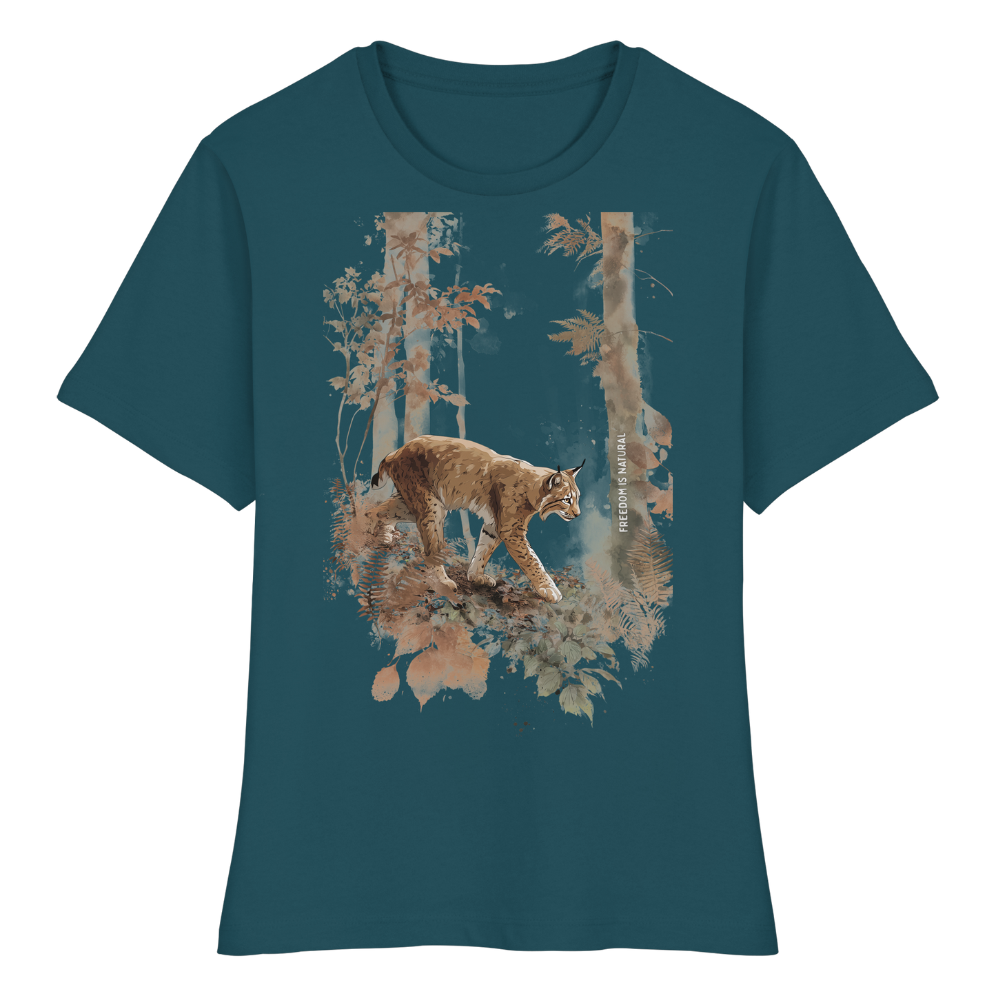 Luchs Watercolor Style - Fitted Ladies Organic Shirt