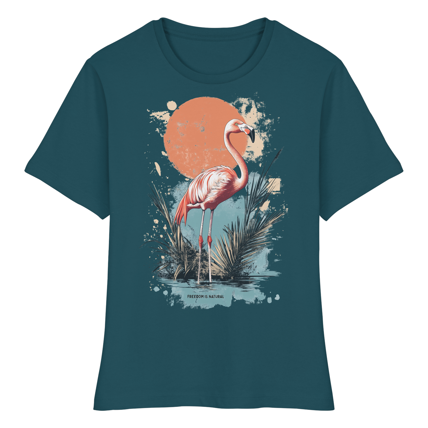 Flamingo Watercolor Style - Fitted Ladies Organic Shirt