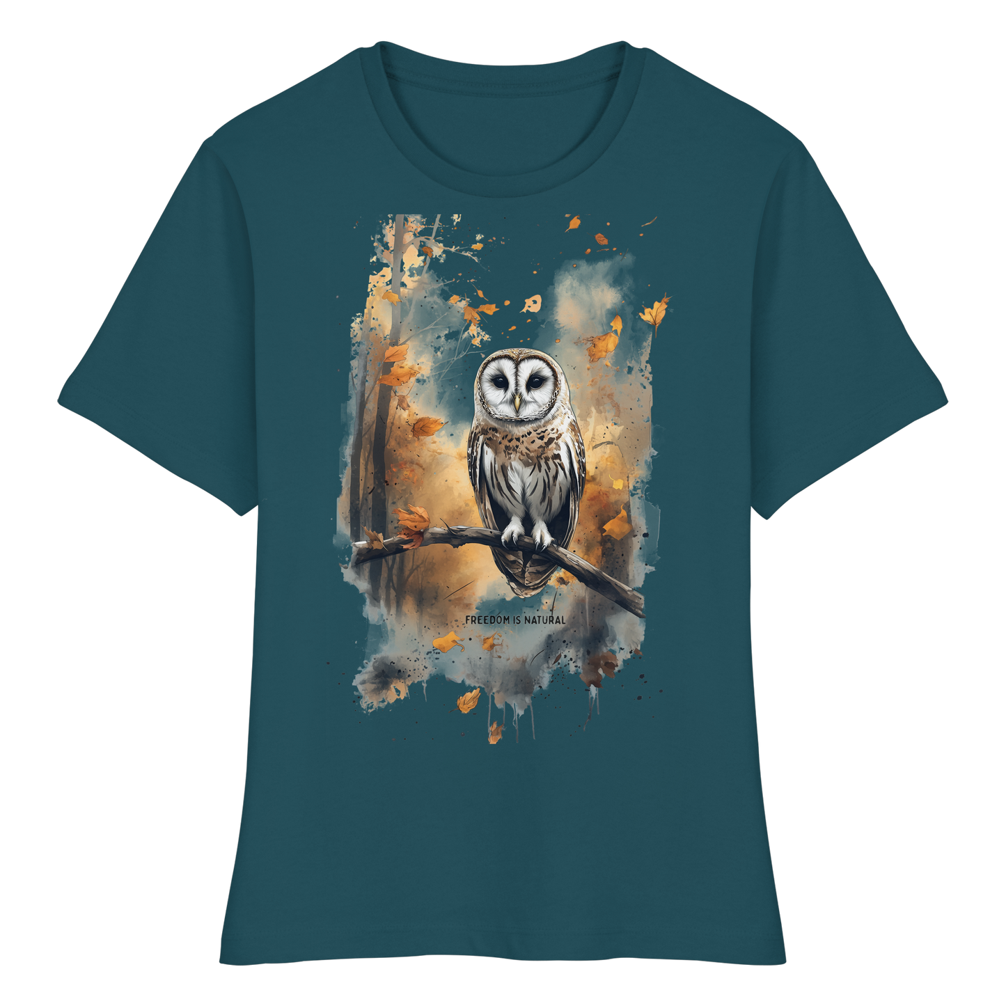 Eule Watercolor Style - Fitted Ladies Organic Shirt