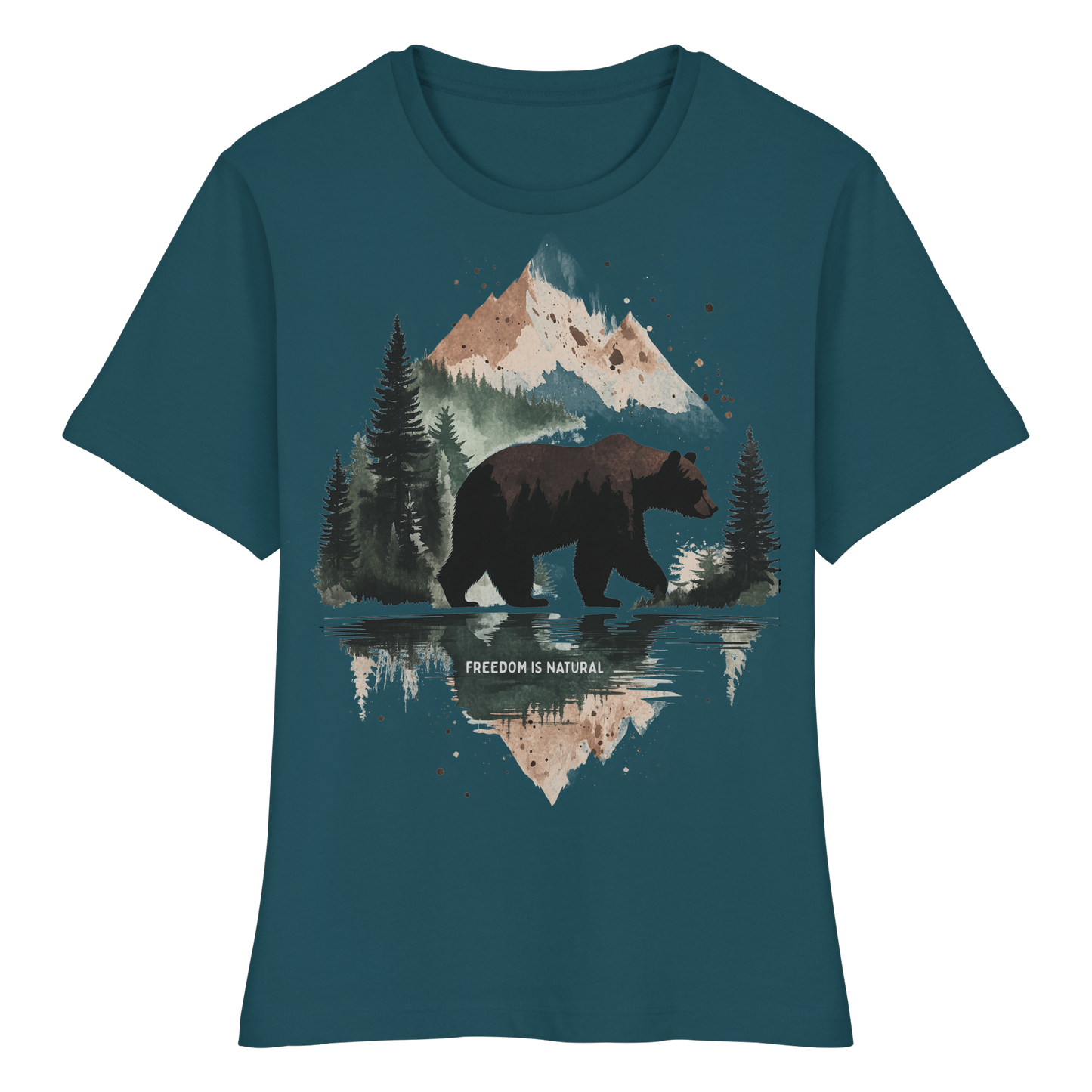 Bär Watercolor Style - Fitted Ladies Organic Shirt