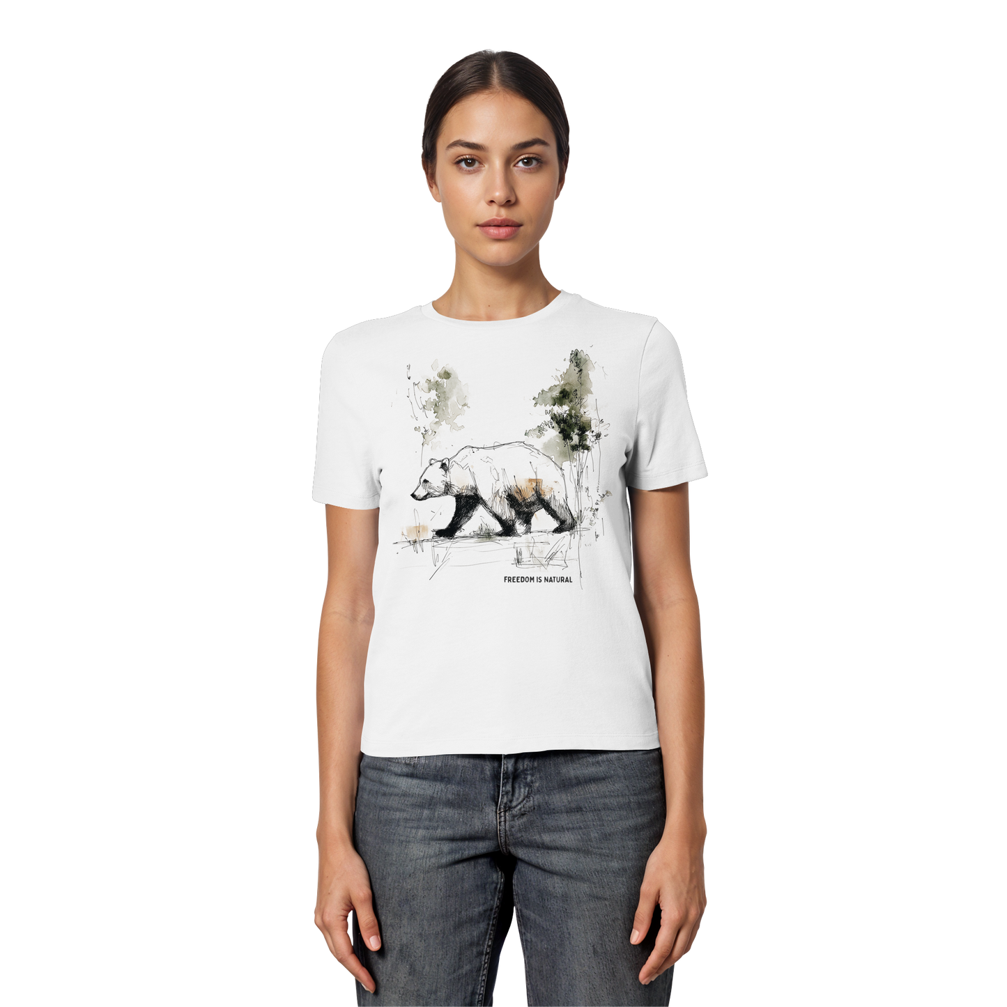 Bär Sketch Art Style - Fitted Ladies Organic Shirt