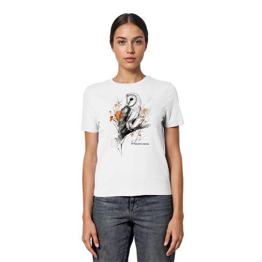 Eule Sketch Art Style - Fitted Ladies Organic Shirt