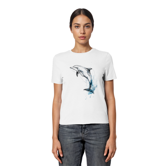 Delphin Watercolor Style - Fitted Ladies Organic Shirt
