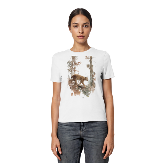 Luchs Watercolor Style - Fitted Ladies Organic Shirt