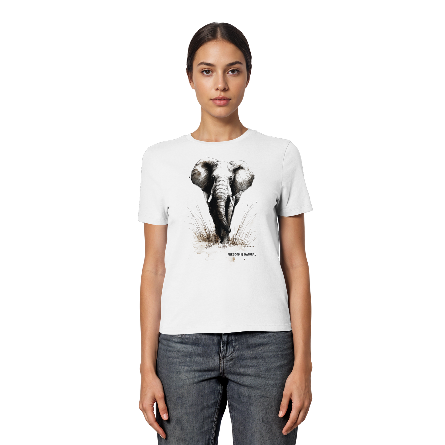 Elefant Sketch Art Style - Fitted Ladies Organic Shirt