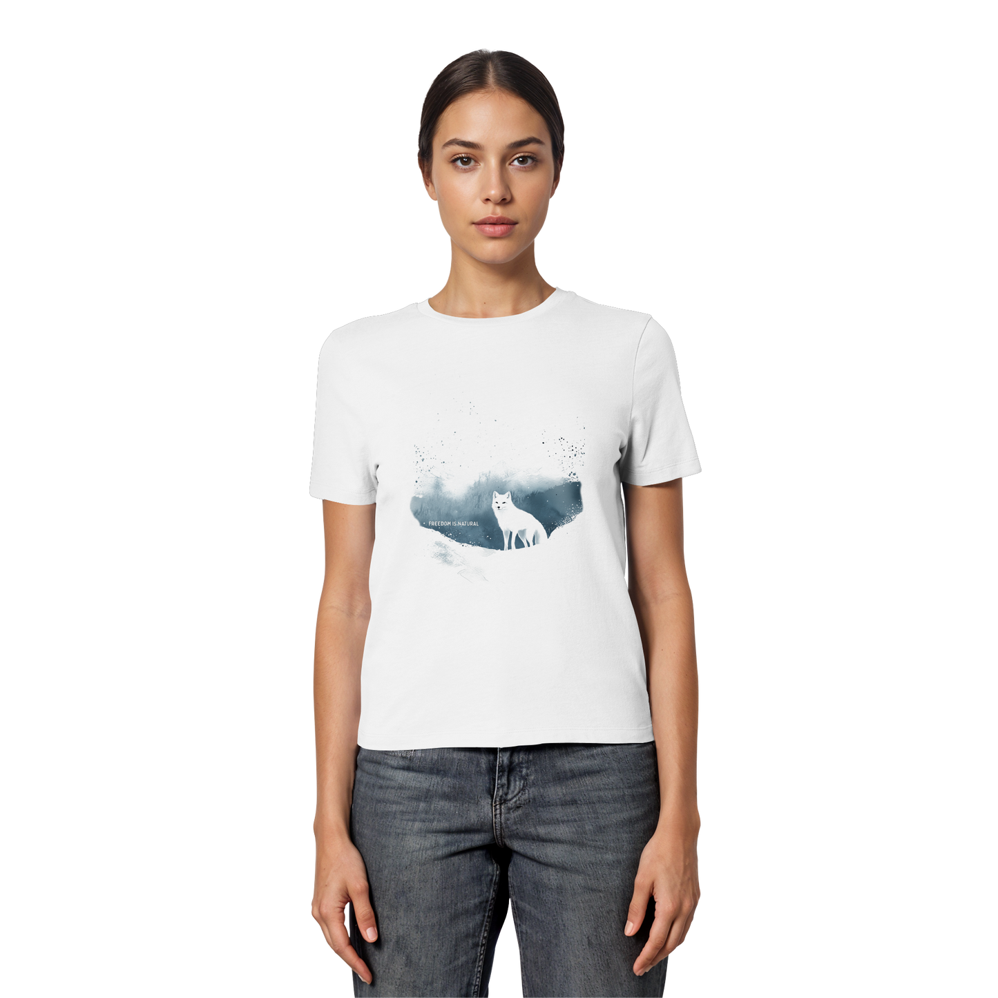 Schneefuchs Watercolor Style - Fitted Ladies Organic Shirt