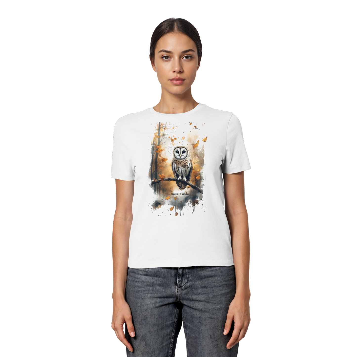 Eule Watercolor Style - Fitted Ladies Organic Shirt