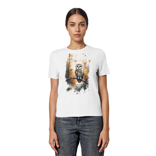 Eule Watercolor Style - Fitted Ladies Organic Shirt