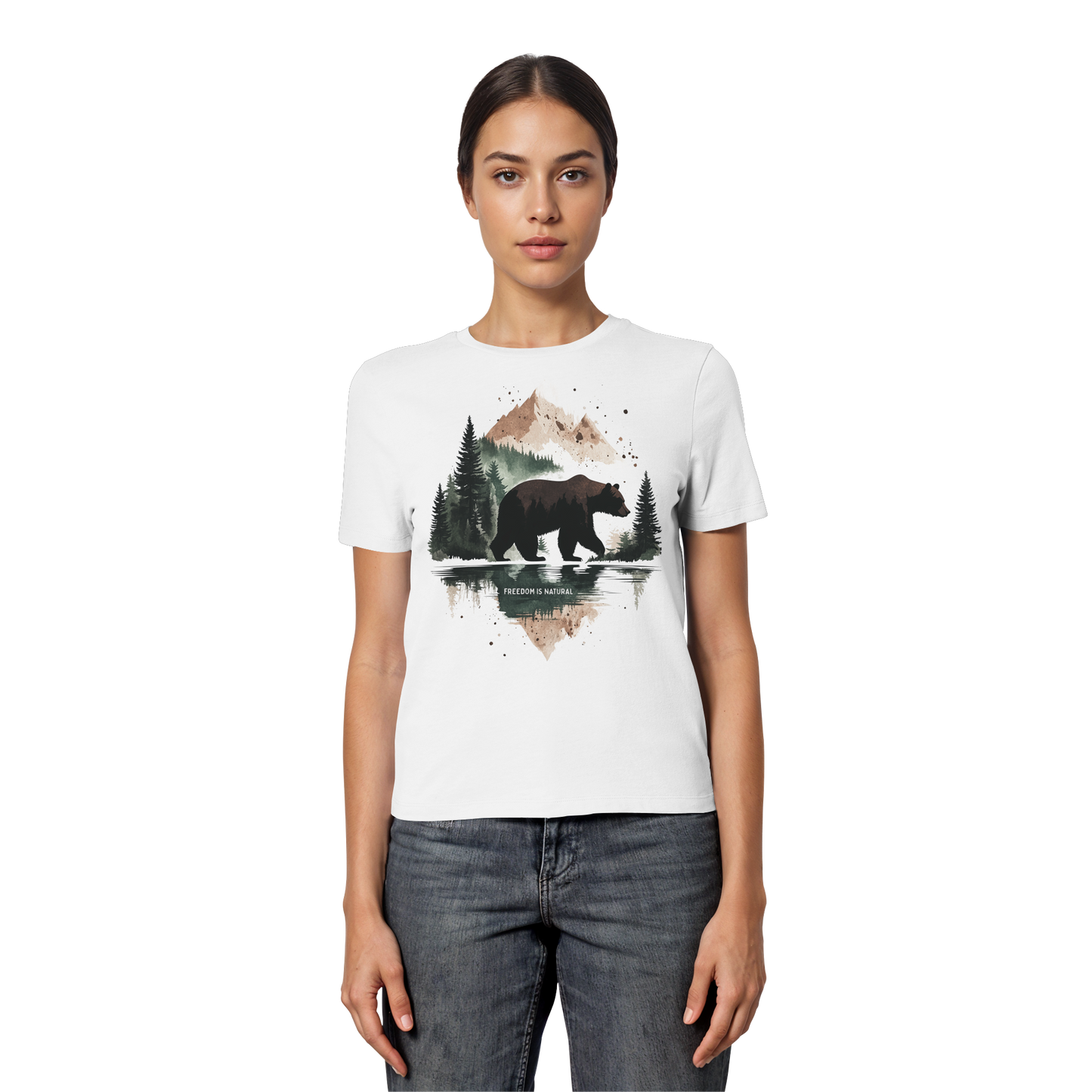 Bär Watercolor Style - Fitted Ladies Organic Shirt