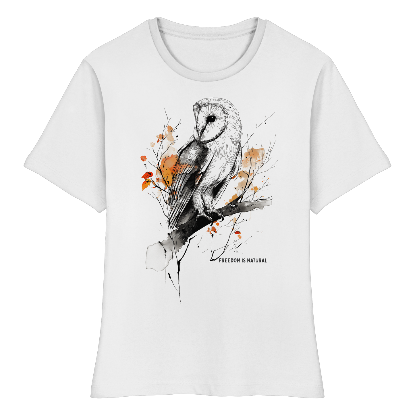 Eule Sketch Art Style - Fitted Ladies Organic Shirt