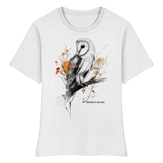 Eule Sketch Art Style - Fitted Ladies Organic Shirt