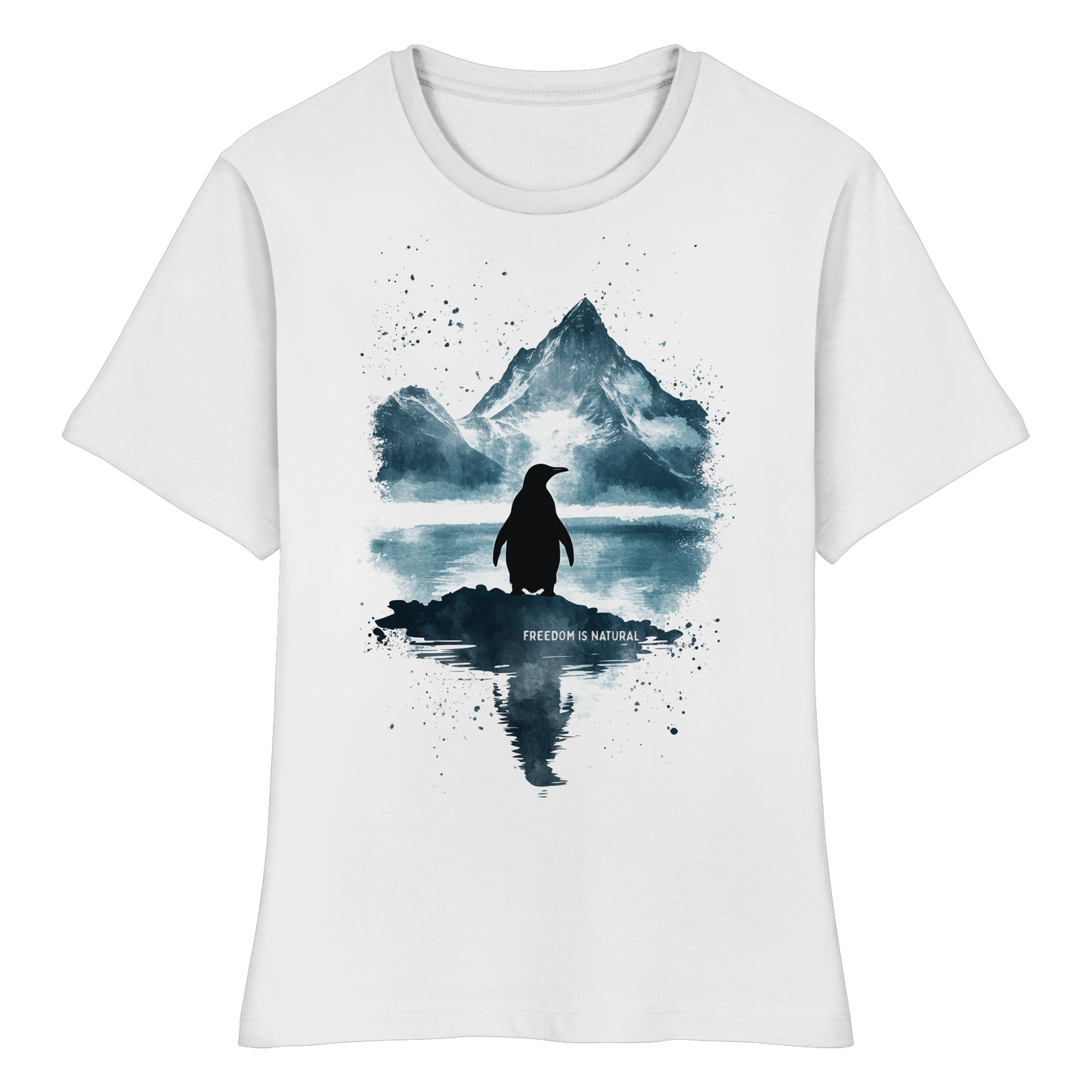Pinguin Watercolor Style - Fitted Ladies Organic Shirt
