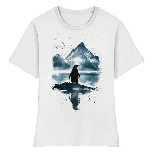 Pinguin Watercolor Style - Fitted Ladies Organic Shirt