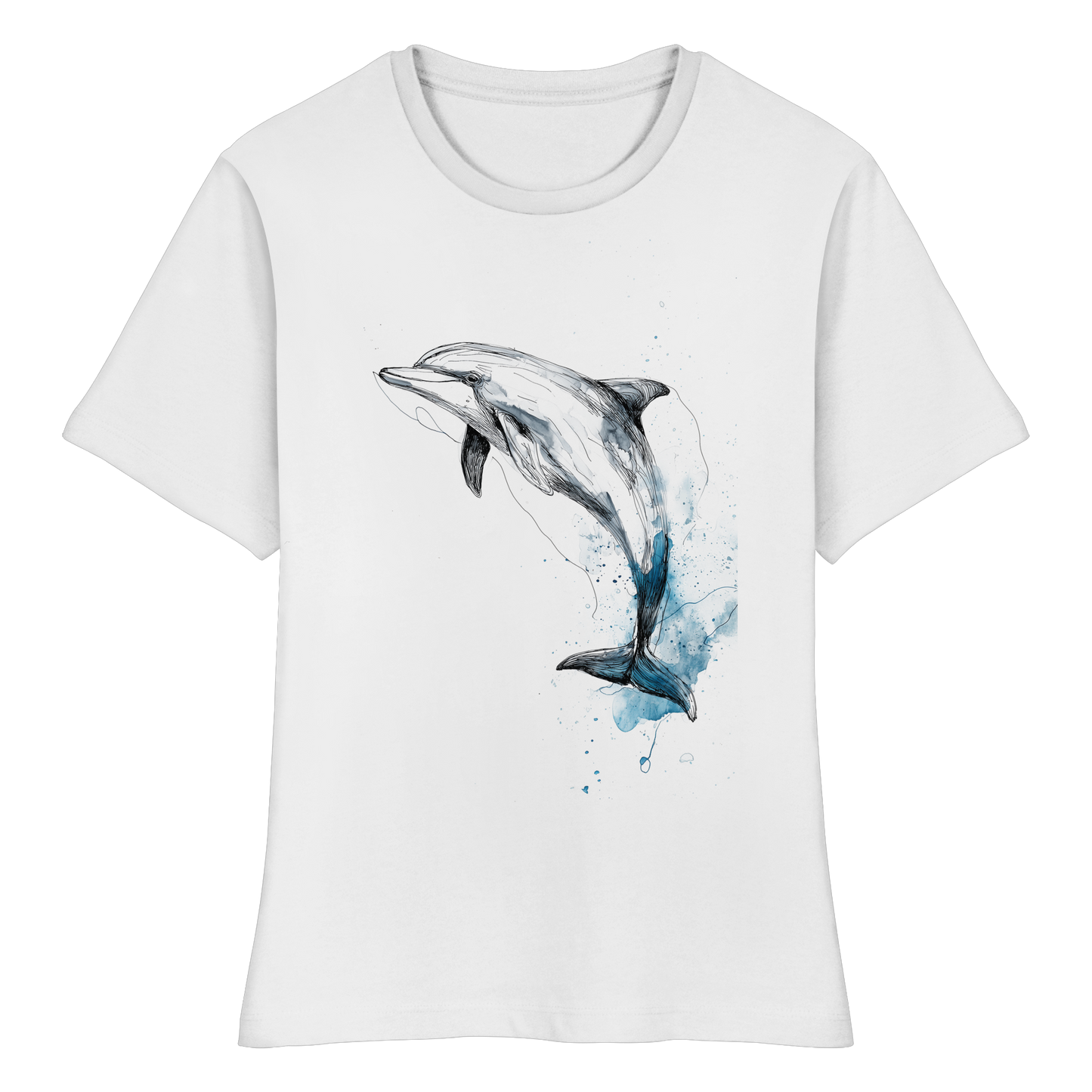 Delphin Watercolor Style - Fitted Ladies Organic Shirt