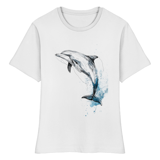 Delphin Watercolor Style - Fitted Ladies Organic Shirt