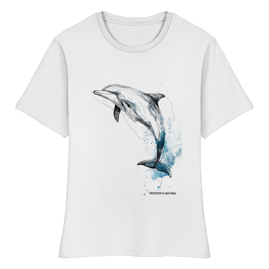 Delphin Watercolor Style - Fitted Ladies Organic Shirt