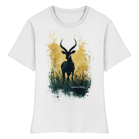 Antilope Watercolor Style - Fitted Ladies Organic Shirt
