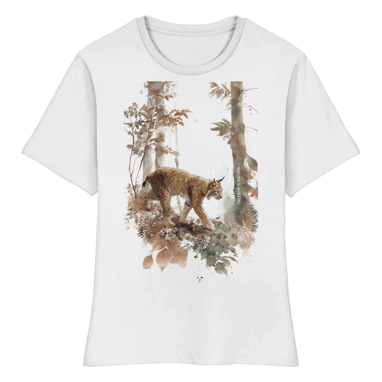 Luchs Watercolor Style - Fitted Ladies Organic Shirt