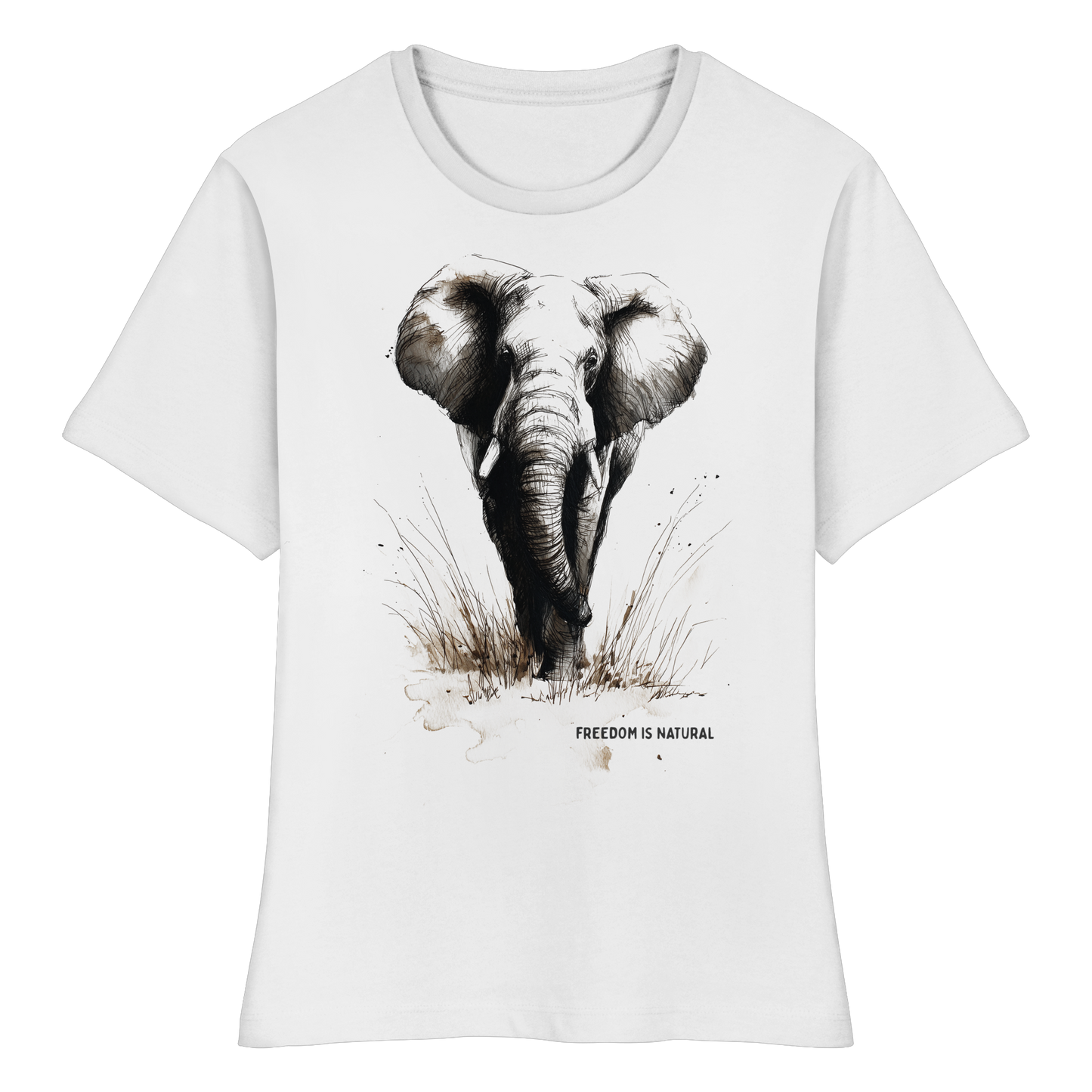 Elefant Sketch Art Style - Fitted Ladies Organic Shirt
