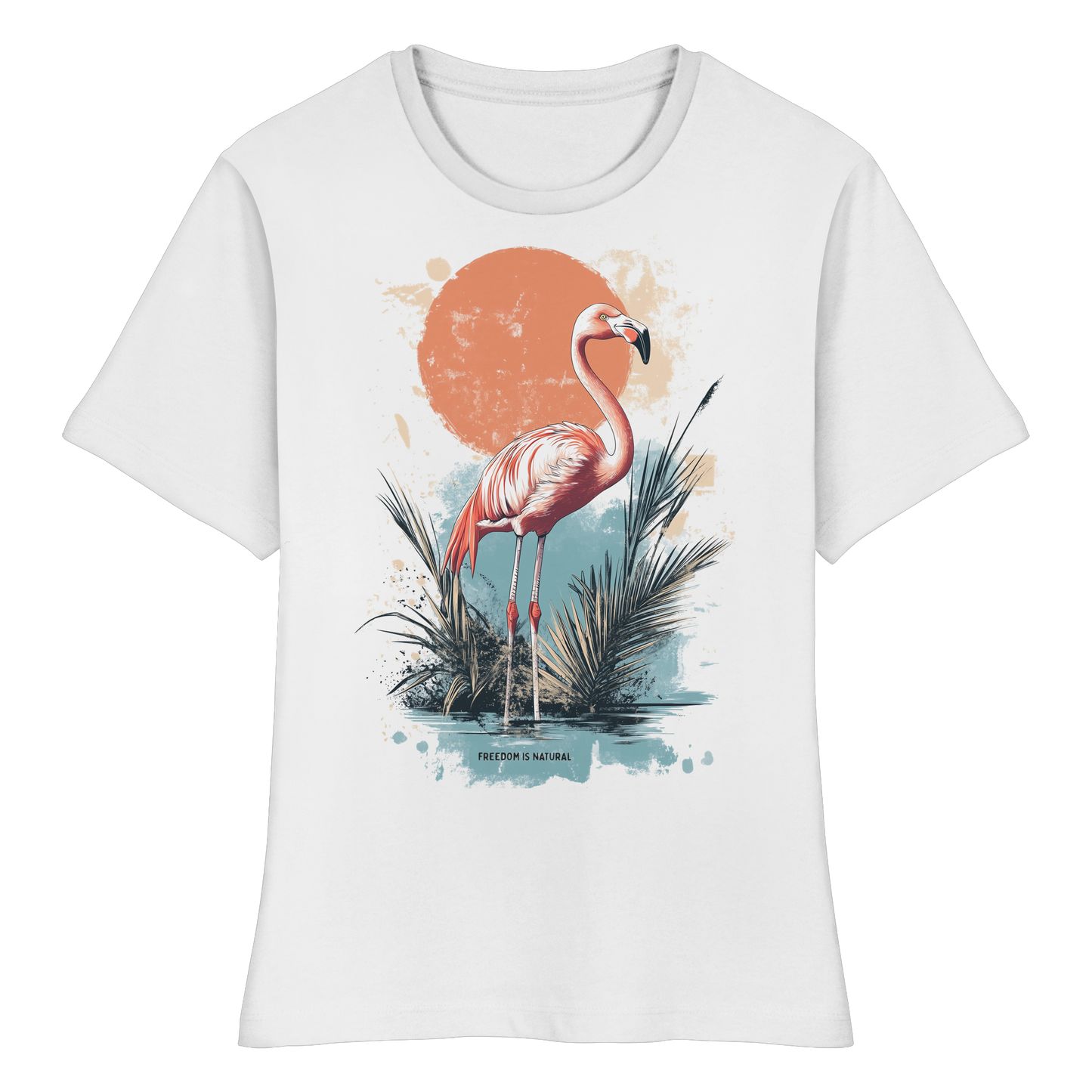 Flamingo Watercolor Style - Fitted Ladies Organic Shirt